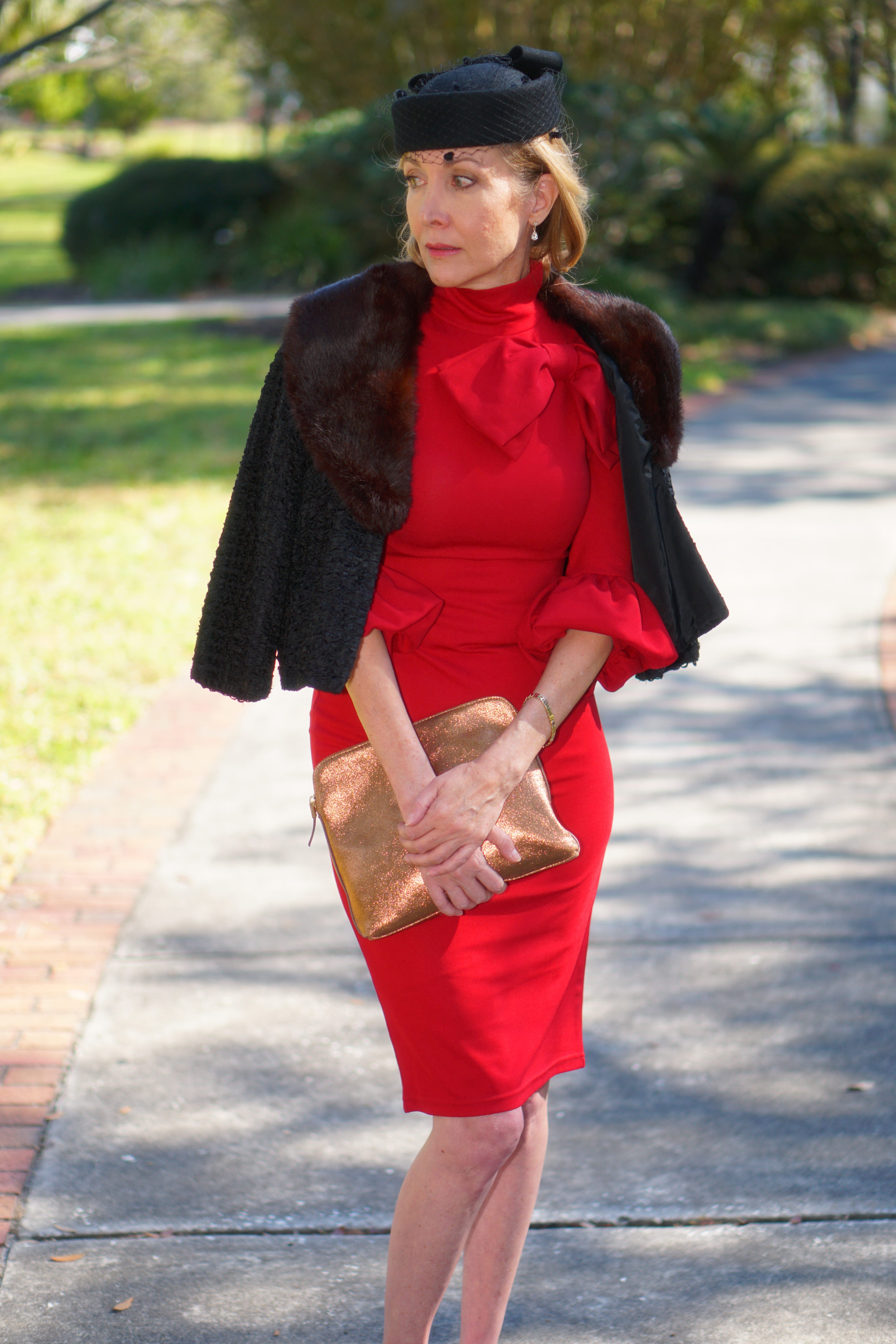 How to Dress for your Age, tips featured by top US over 50 fashion blog, Sharing A Journey: image of Nina www.sharingajourney.com wearing red dress