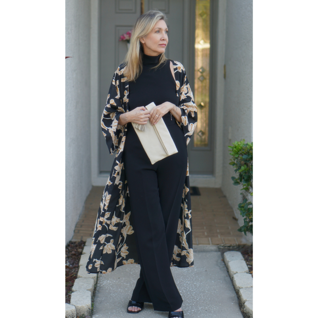 Floral Kimono trend featured by top US over 50 fashion blog, Sharing A Journey.