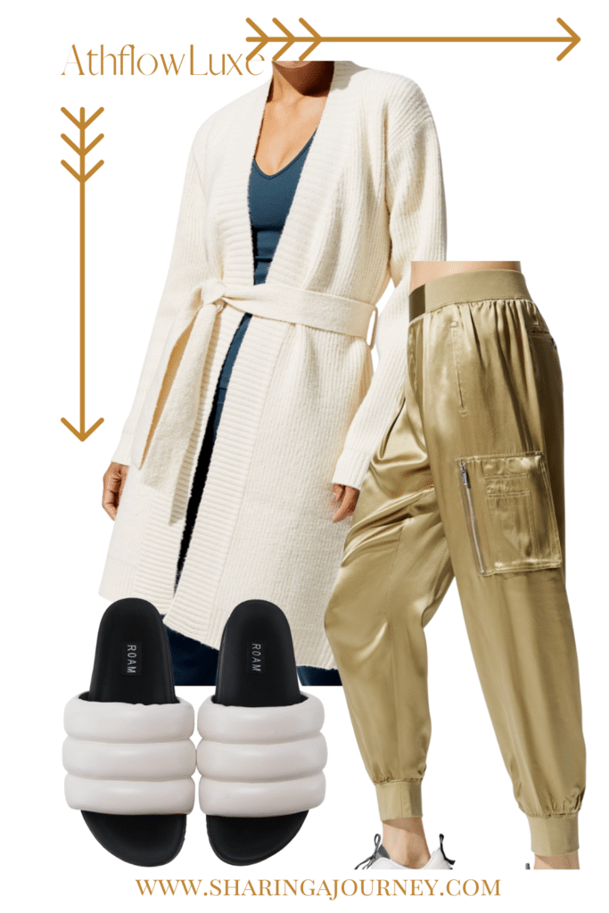 Collage:  Sharing A Journey creates a luxe athflow outfit
