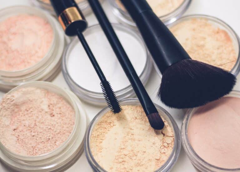 flat lay of powder makeup